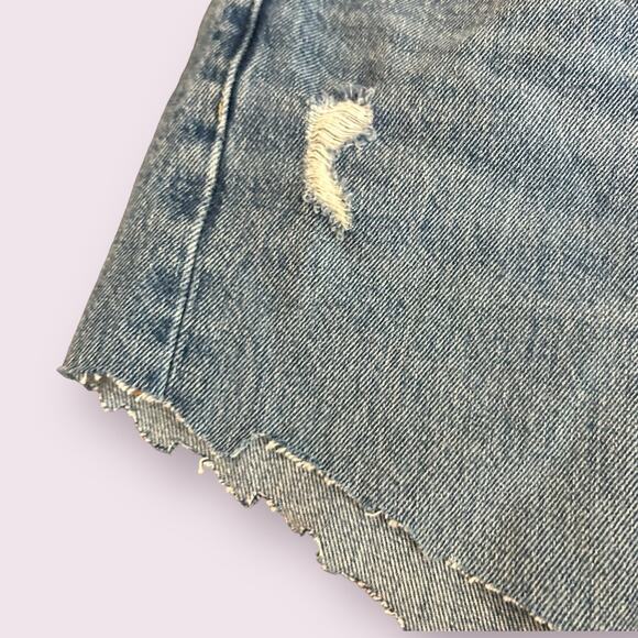 Levi's 501 Button Fly Jean Shorts Cutoff Frayed High Rise Light Wash 33 - Picture 4 of 13